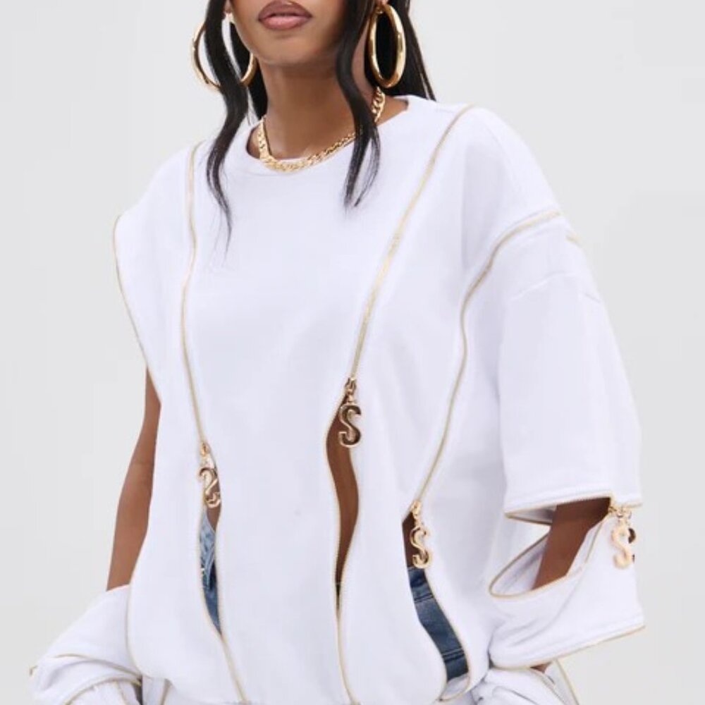 SABRINA ALL OVER ZIPPER SWEATSHIRT - XL